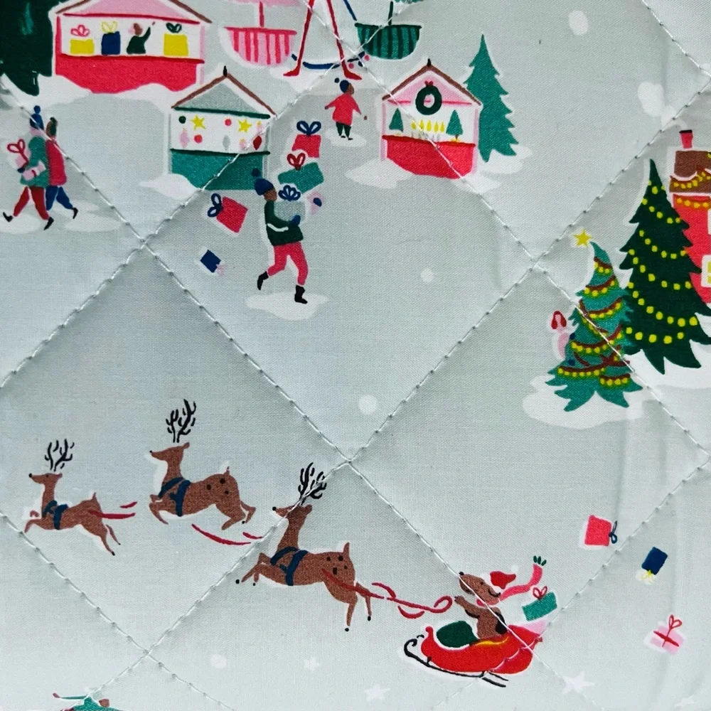 ⚡️Cath Kidston® London Holidays SNOW DAY-DUCK EGG Cotton Quilt, Queen Size, NWT